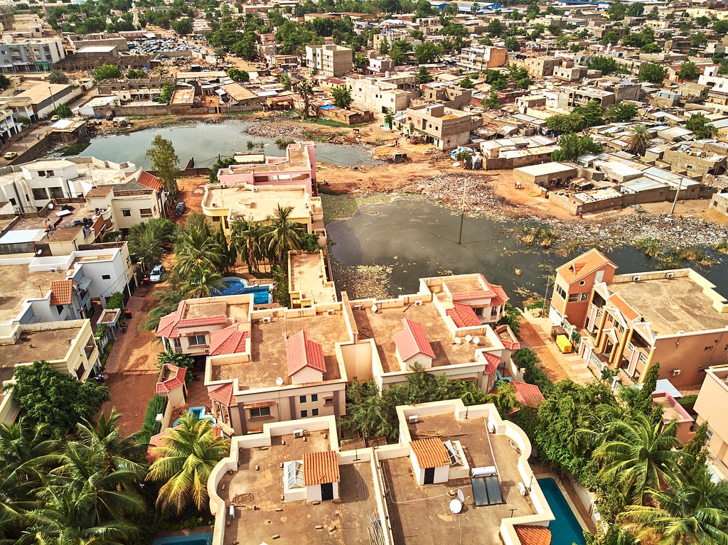 Aerial view of Bamako, Mali