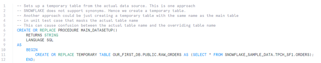 Main data setup