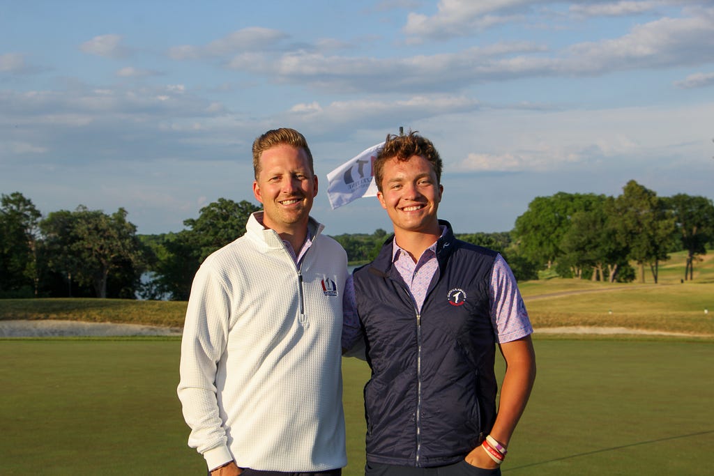 Koby with another mentor he gained this summer, Kyle Brandt. Kyle is the Head Golf Professional at Hazeltine National Golf Club and is a 2012 UNL grad!