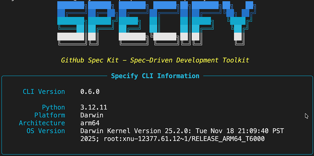Specify-CLI version check