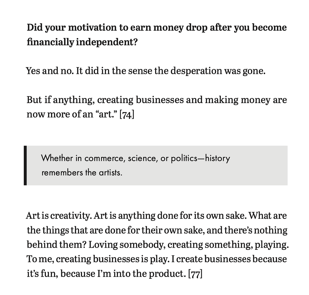 An excerpt from The Almanack of Naval Ravikant book that talks about creating businesses as art.