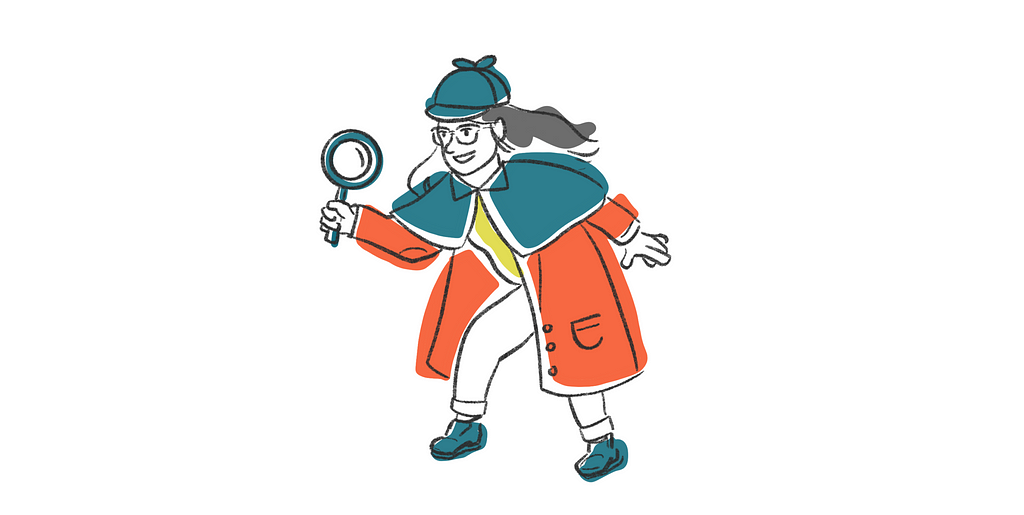 Illustration of a woman dressed as a detective