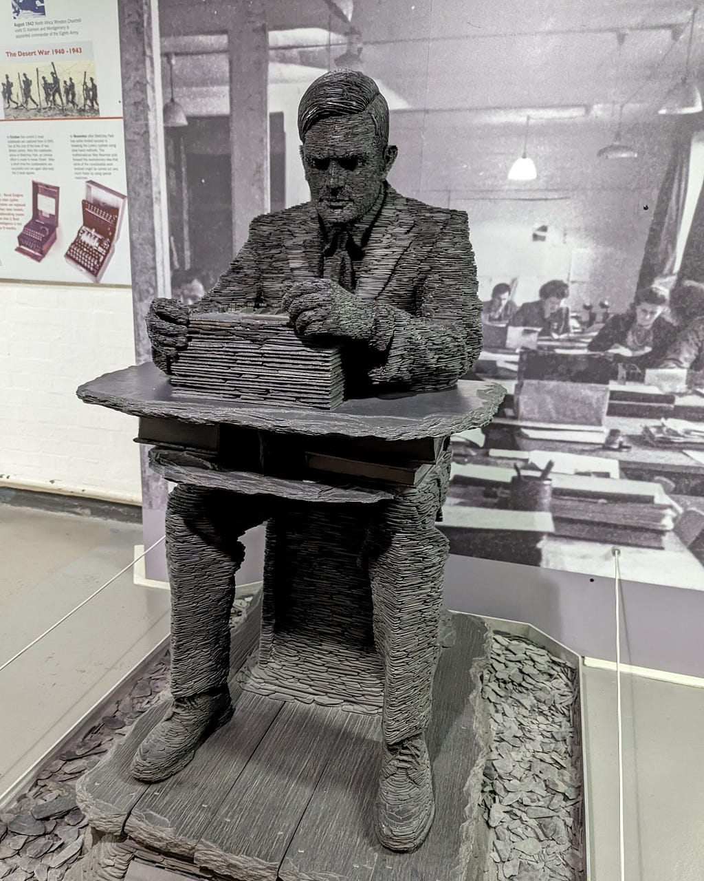 The statue of Alan Turing in Bletchley Park, by Stephen Kettle