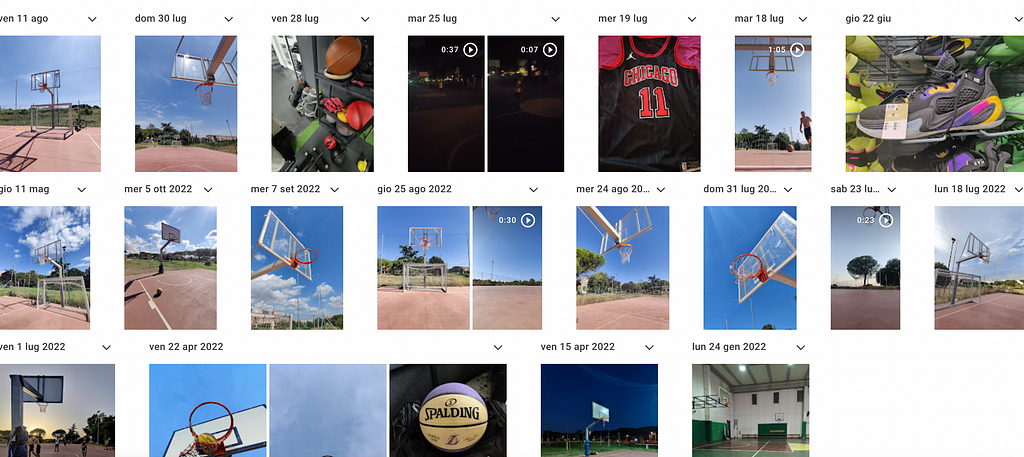 A screenshot of my Google Photos, using “basketball” query.