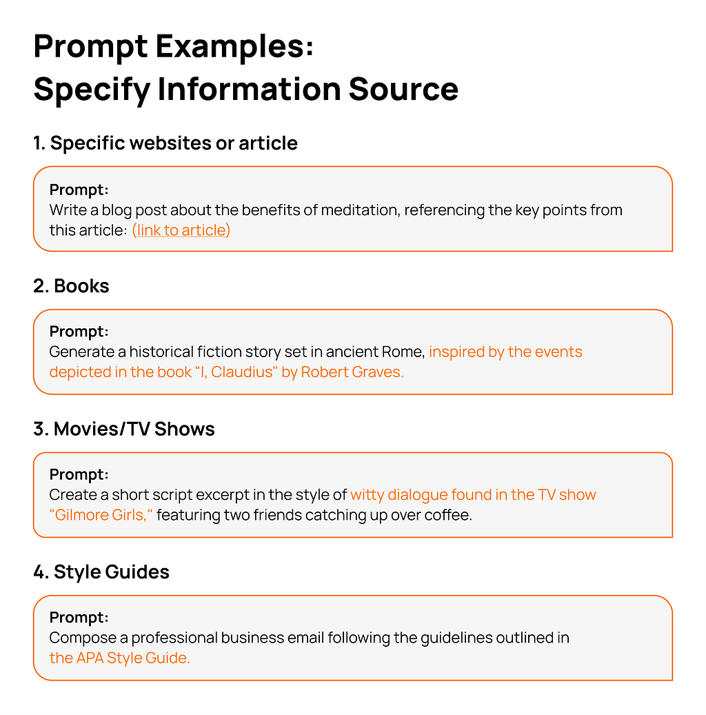 Some prompt examples specifying information source‍