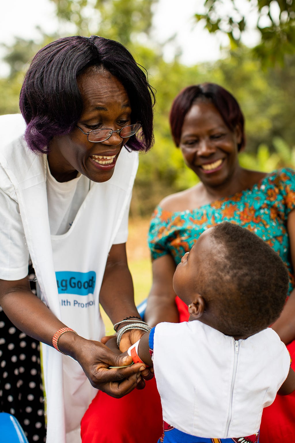 Christine doing a check-up on one of her 800 patients.