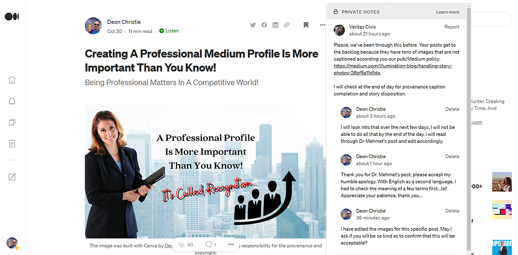 creating a professional medium profile