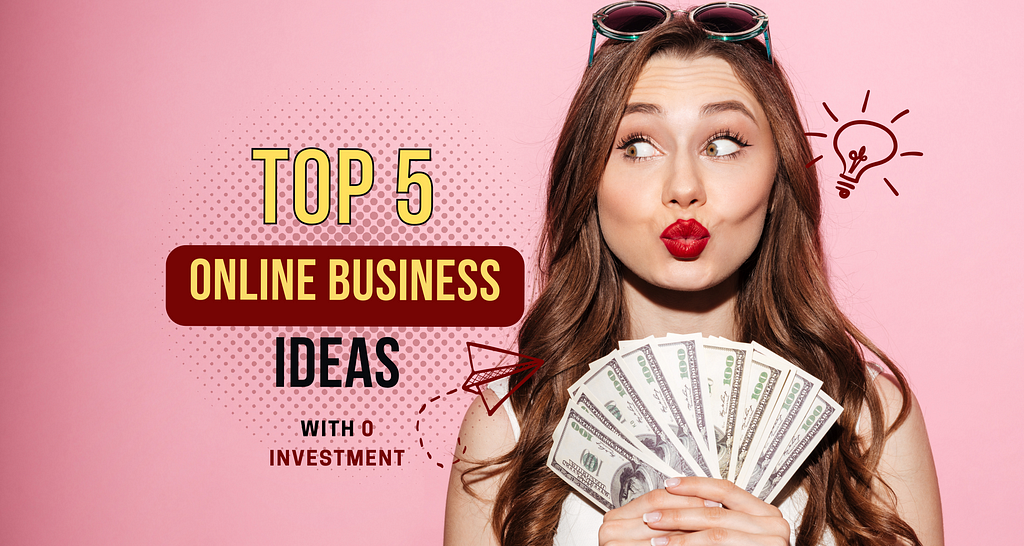 A confident lady facing toward the camera and looking rightward is holding cash. A design from Canva.