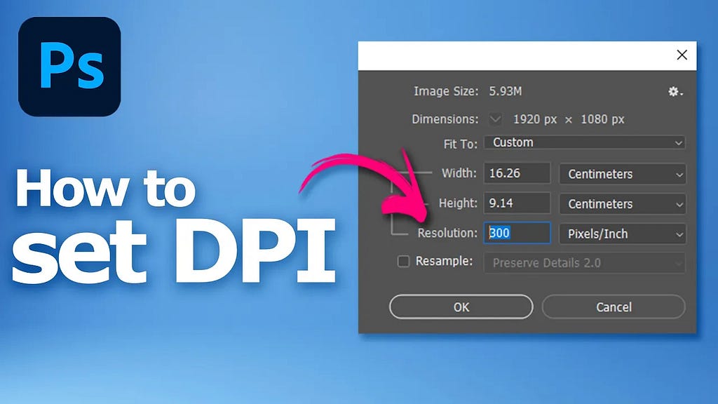 How to change 300dpi and export jpg image in Photoshop
