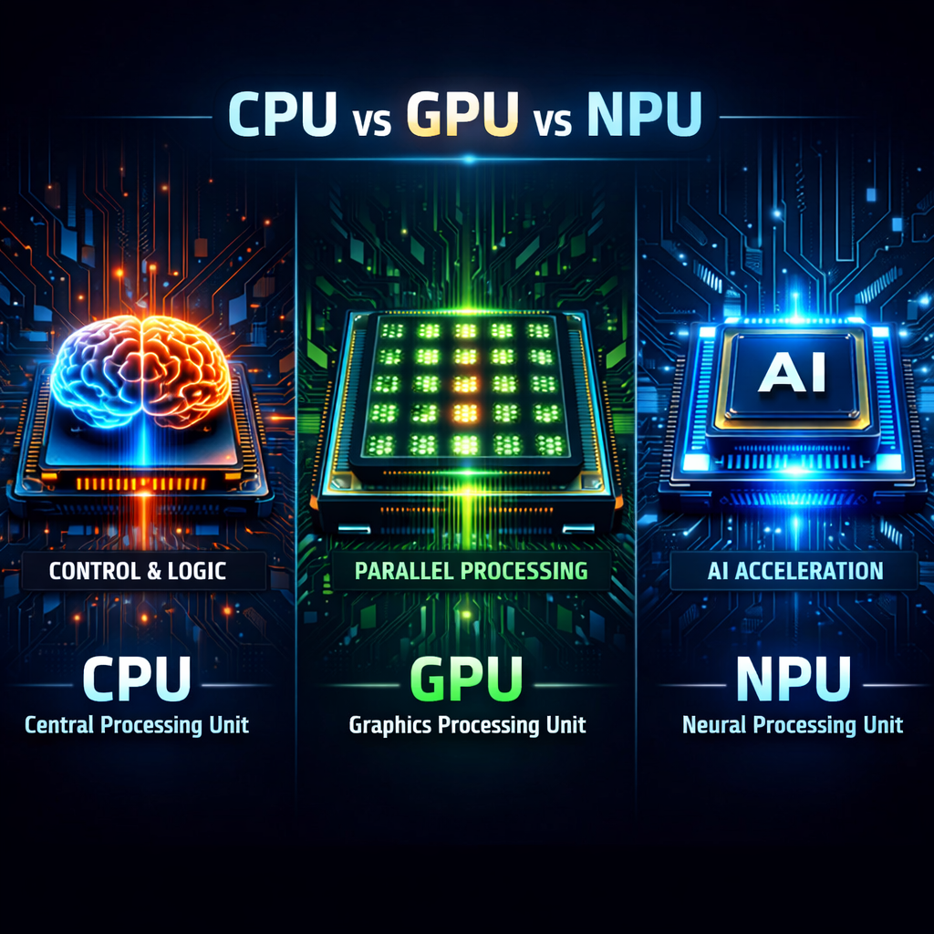 The Three Brains of Modern Computing: CPU vs GPU vs NPU (And Why It Matters for AI)
