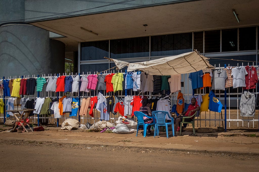 T-shirts hanging for sale.