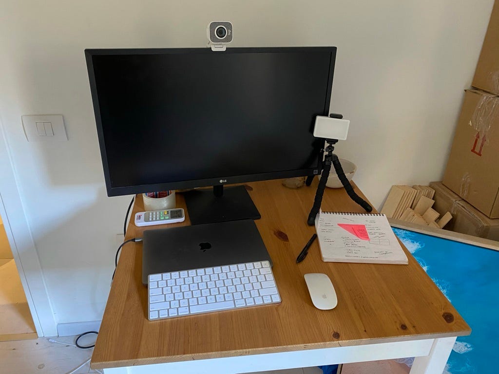 Computer on desk with keyboard