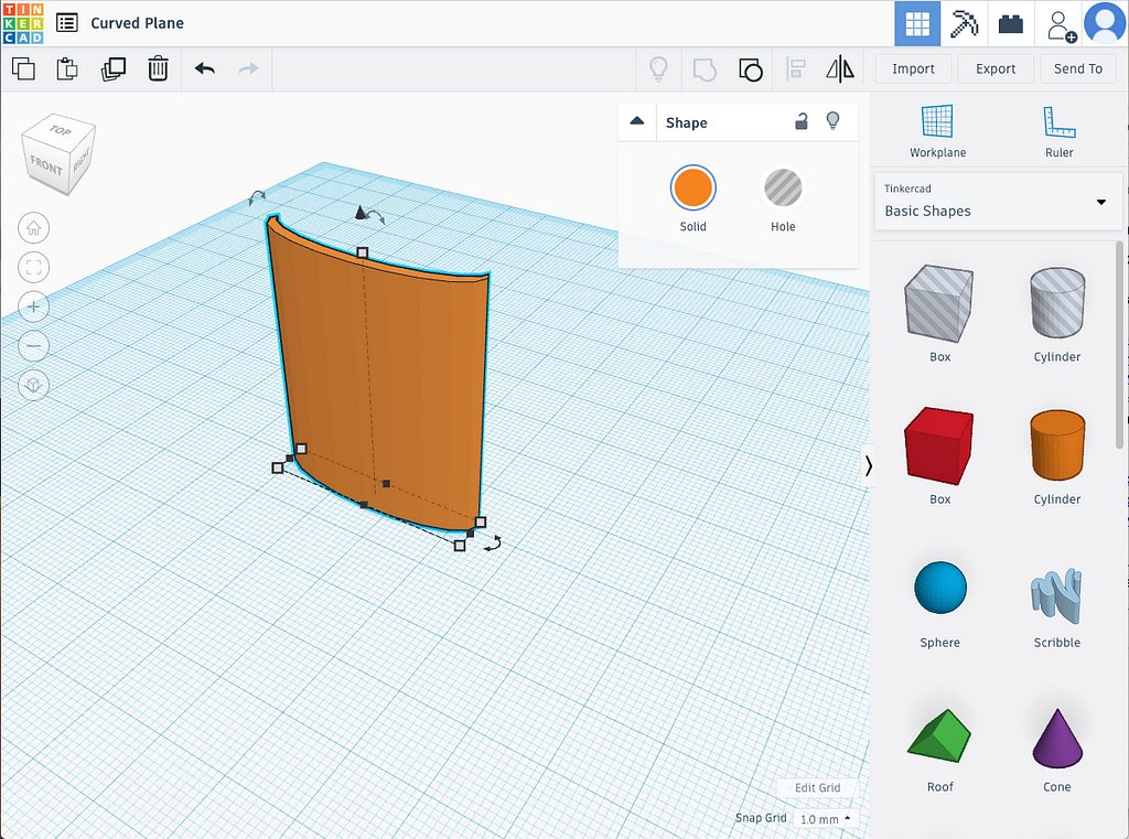 Image of Tinkercad 3D modelling interface
