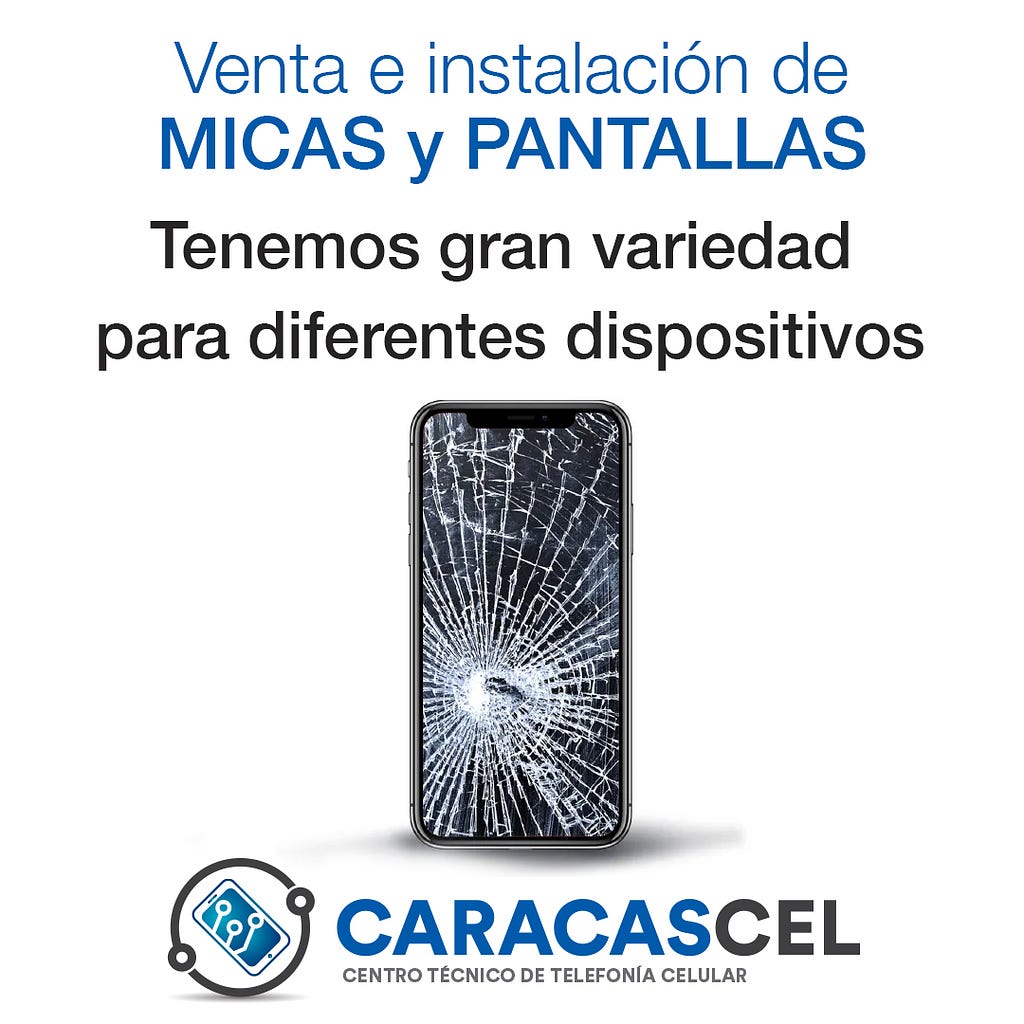 Teléfono con pantalla rota, smartphone con cristal roto y fondo blanco, Caracas cel