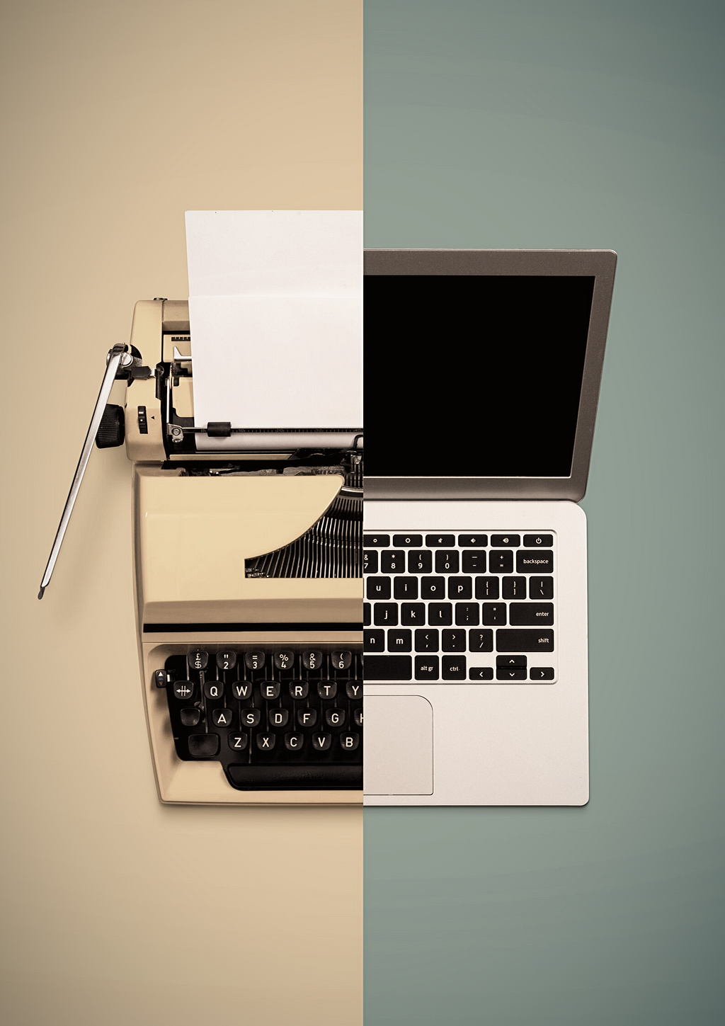 Typewriter and Laptop for newsletter 2021