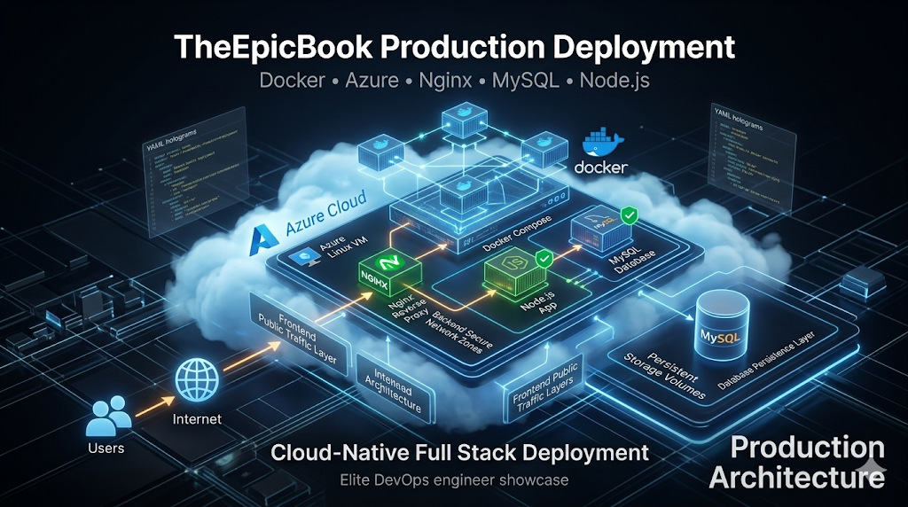 Full-Stack Deployment of TheEpicBook App on Azure Using Docker, Compose & Nginx