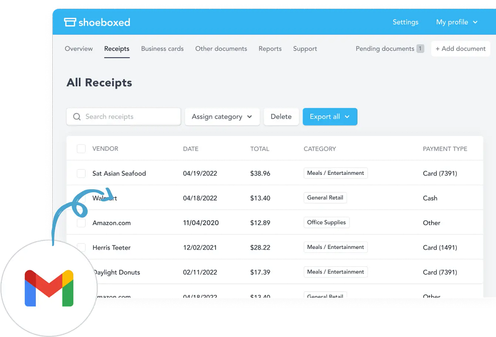 Shoebox AI automatically categorizes and organizes your expenses.