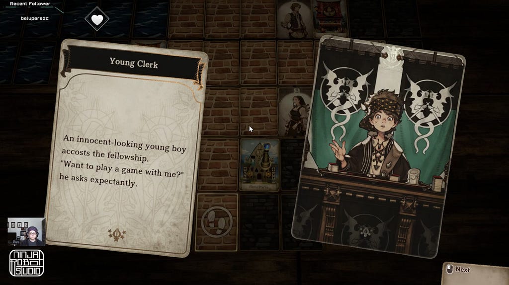 Voice of Cards game screenshot of non-player character