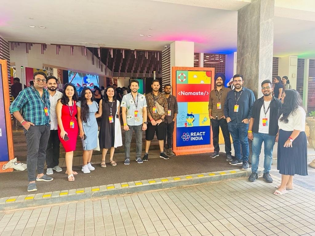 A photo of Expedia team outside React India Conference 2023