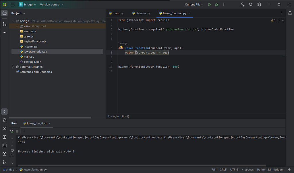 return a result from the function in python