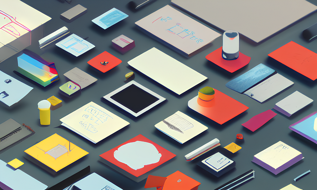 Illustration of abstract design elements in isometric view