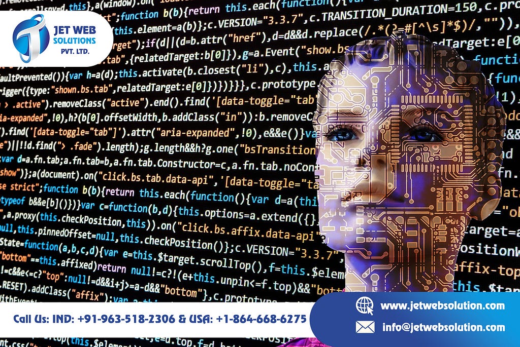 A woman’s face is shown in front of a computer code background for the best website design and development company in India.