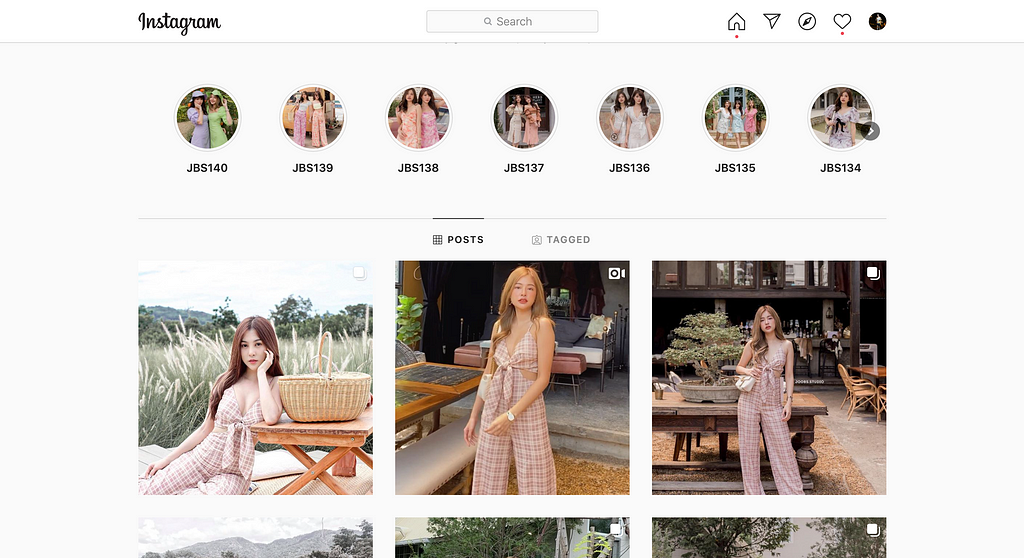 Instagram Landing of Store