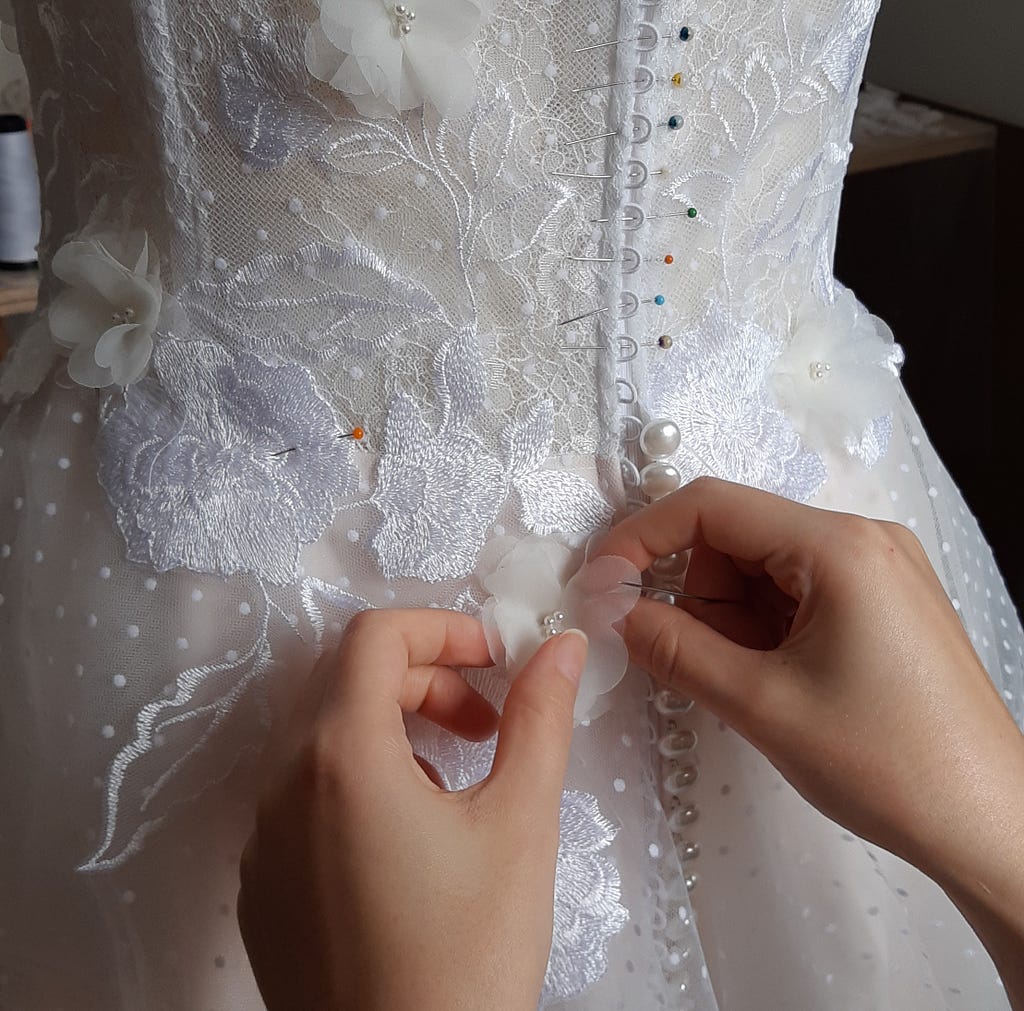 Produção de vestido de noiva
