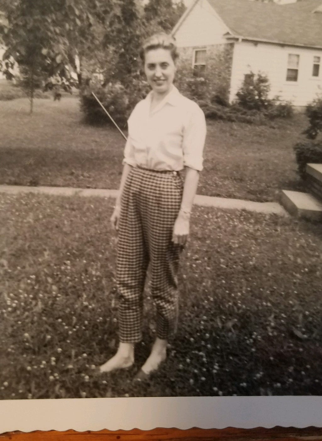 Velma Mae (Moore) Taylor on Edgewater Drive, Waterford, MI. 1960. aged 37 or 38. (Photo by author)