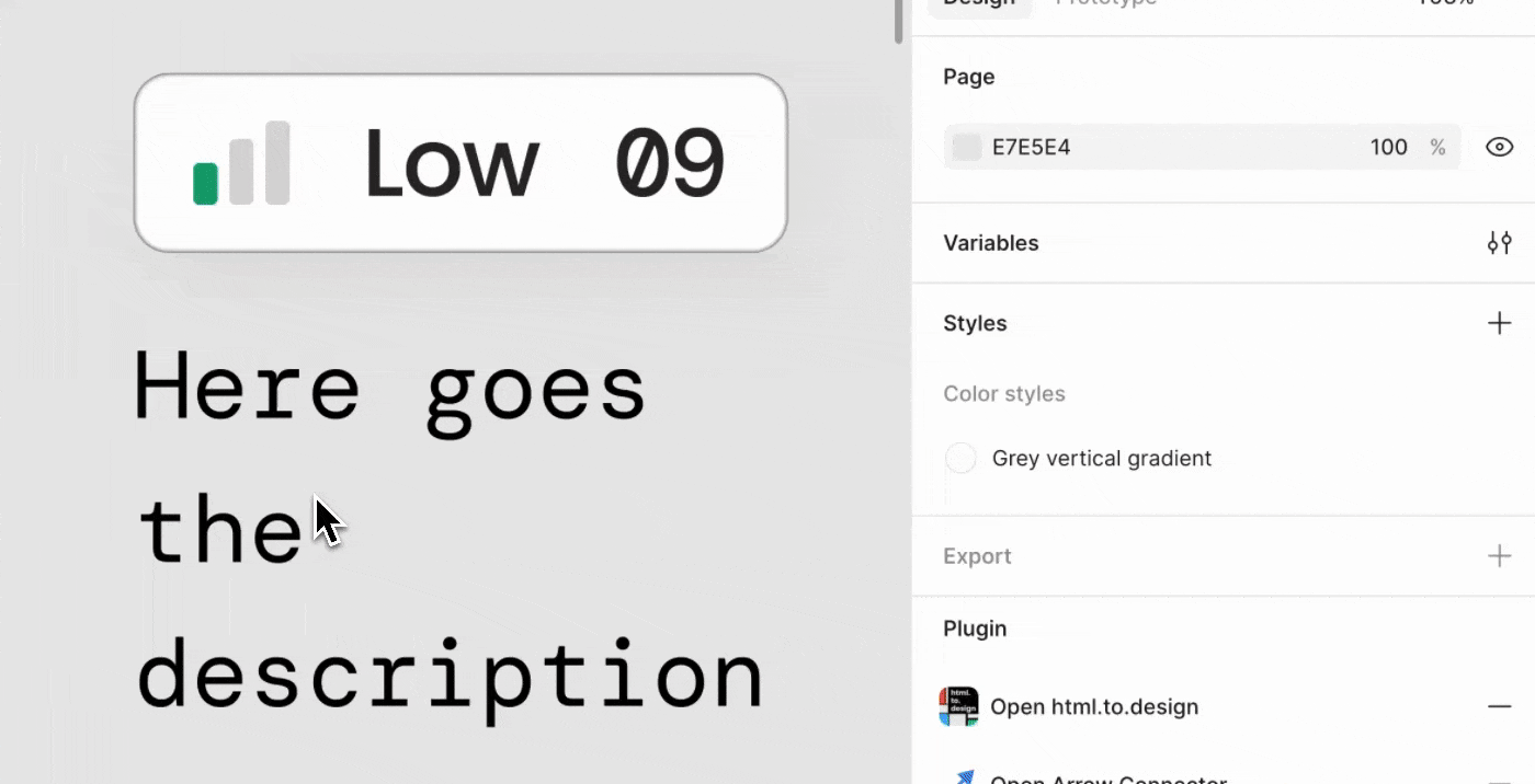 A GIF showing how the toggles affect the visibility of some of the layers in the component.