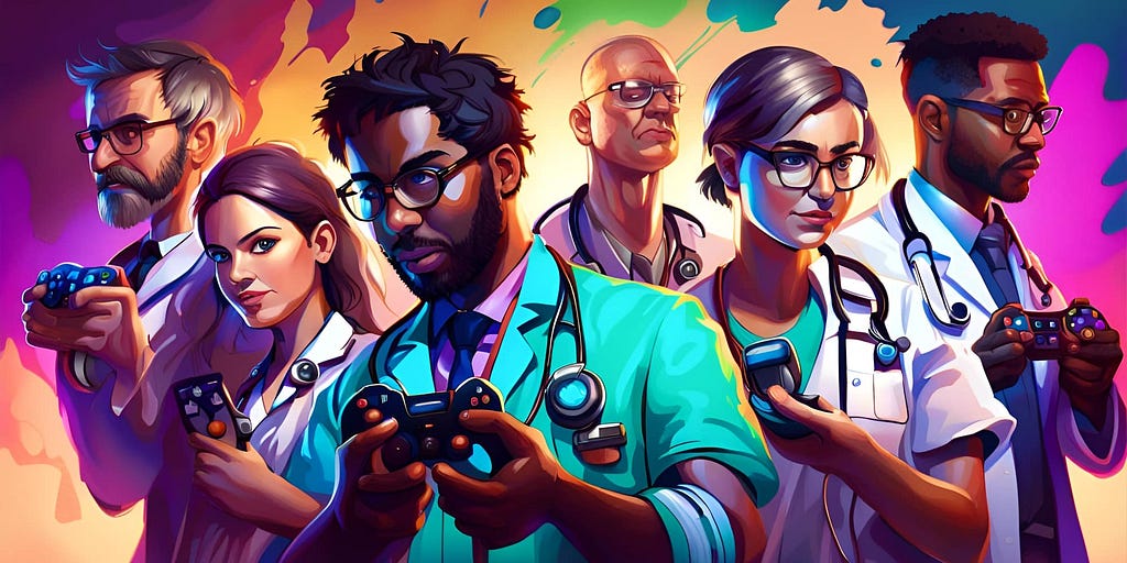 doctors hold video game controllers