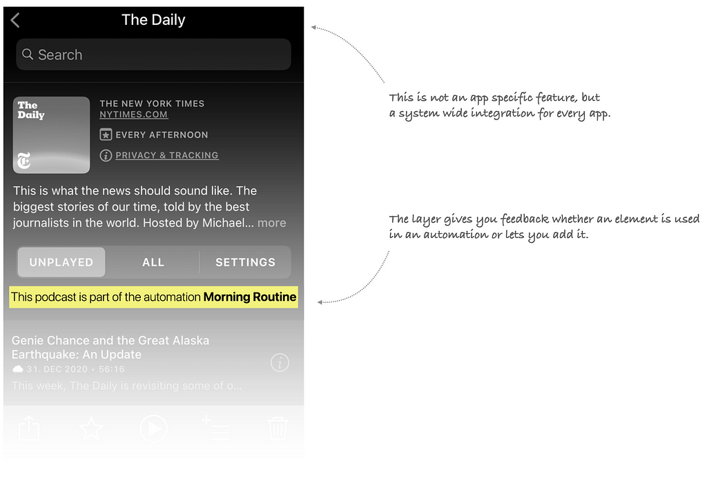The idea is that across all apps, a meta-layer allows users to add any particular action to a routine.