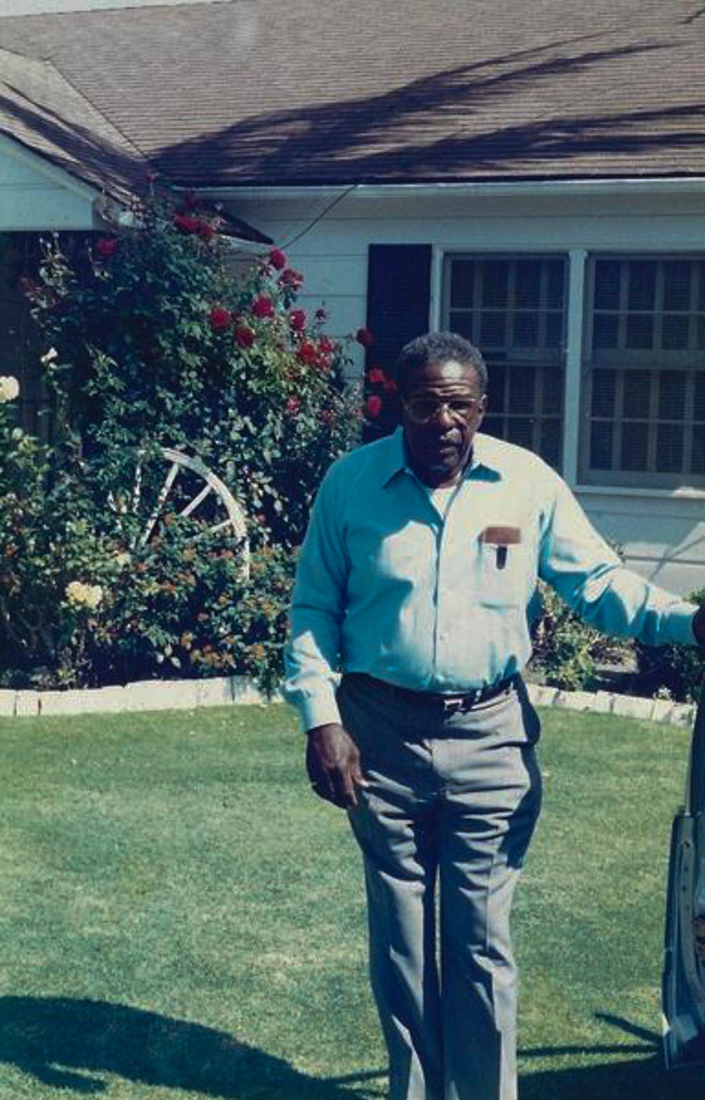 Samuel Bernard Jones in front of his home in Culver City (Los Angeles), California