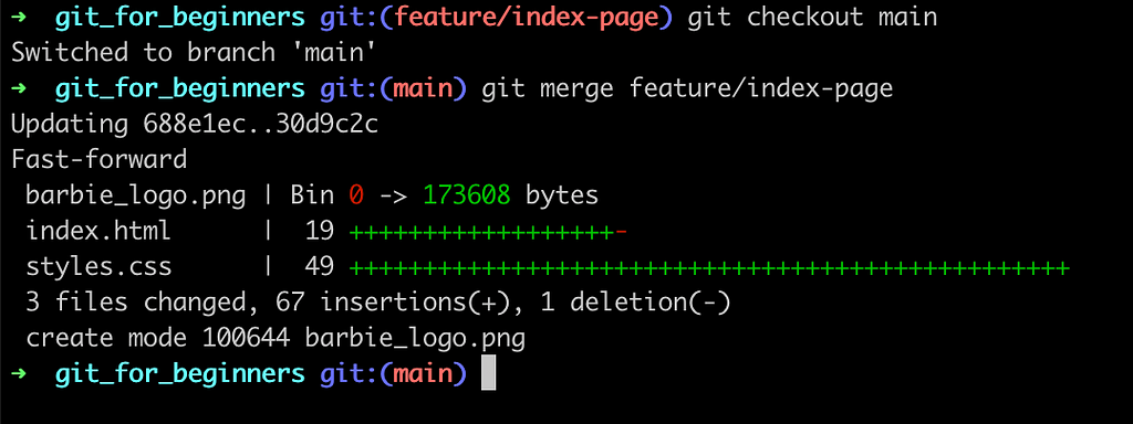 Screenshot of the terminal after doing all the steps mentioned above