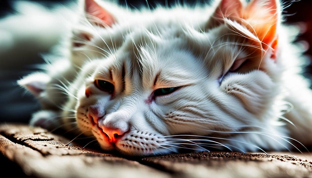 sleeping fluffy white kitten