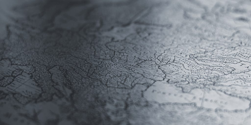 Close-up of a grayscale map.