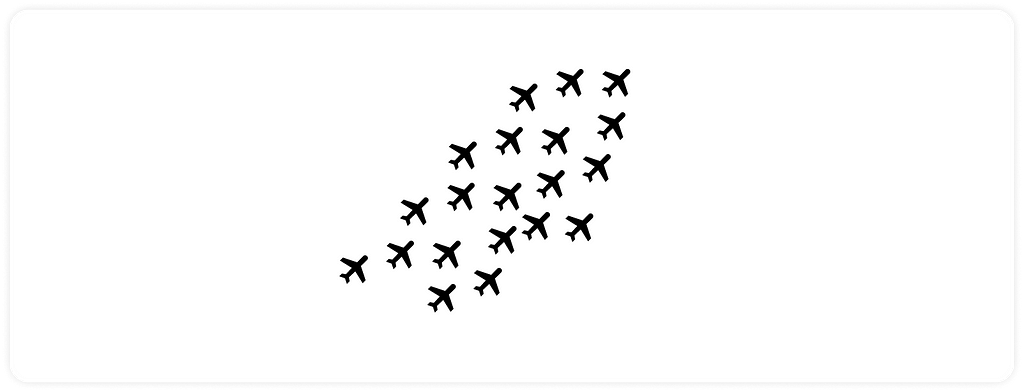 Common fate shown as a series of planes pointing to the same direction