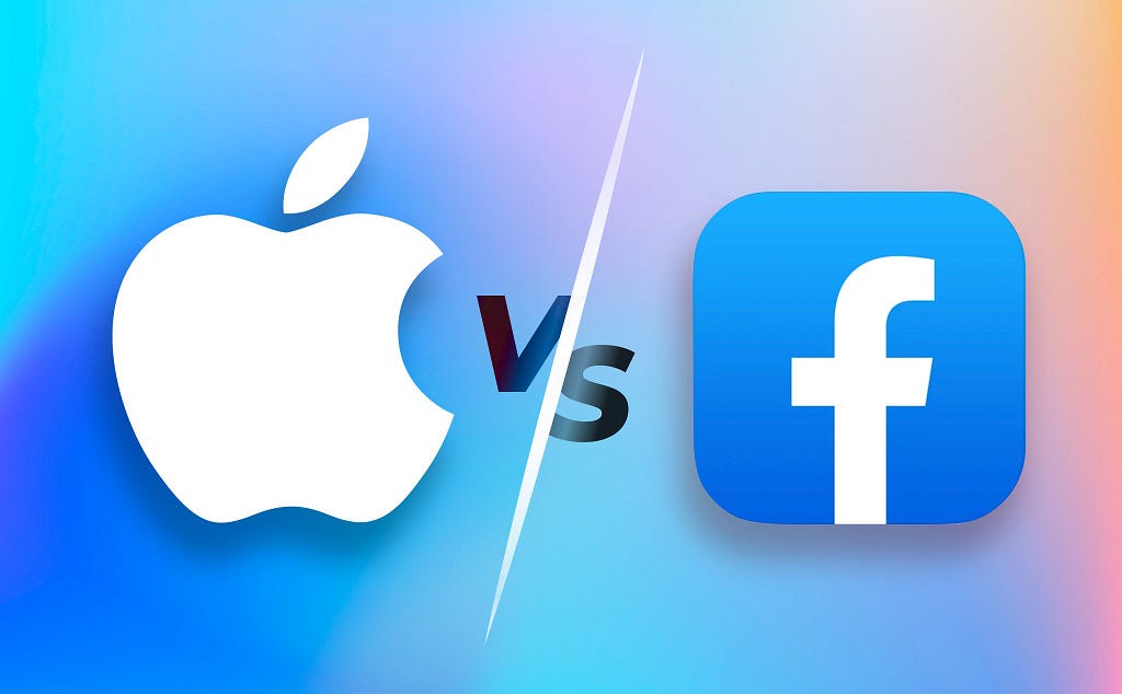 Facebook logo and Apple logo
