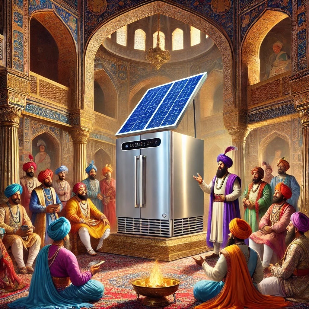 A Solar Powered Refrigerator in the court of Akbar the Great