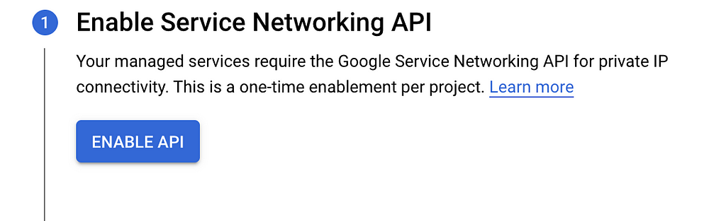 Enable Service Networking API