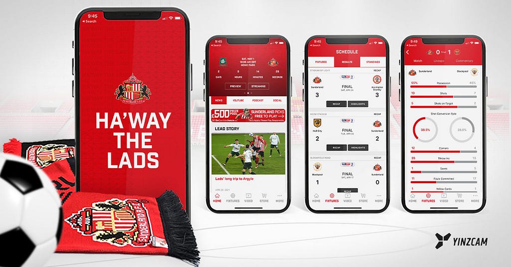 The Sunderland AFC mobile app developed by YinzCam.