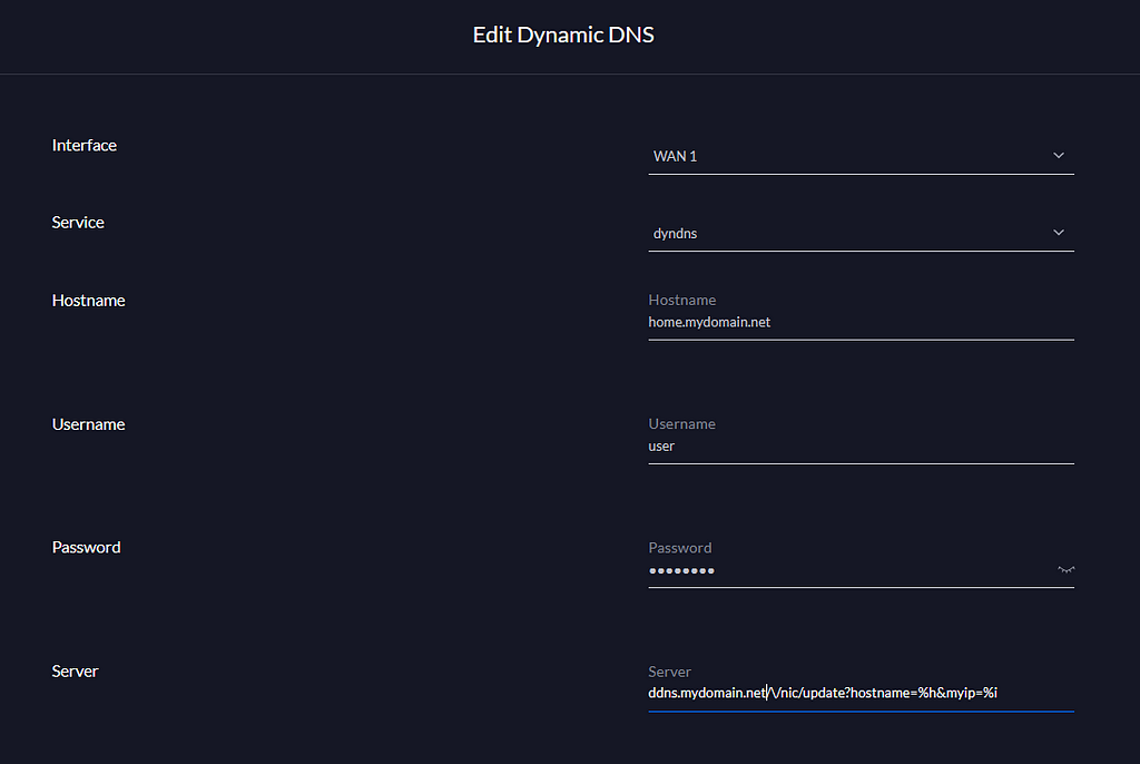 UDM Pro Dynamic DNS Settings