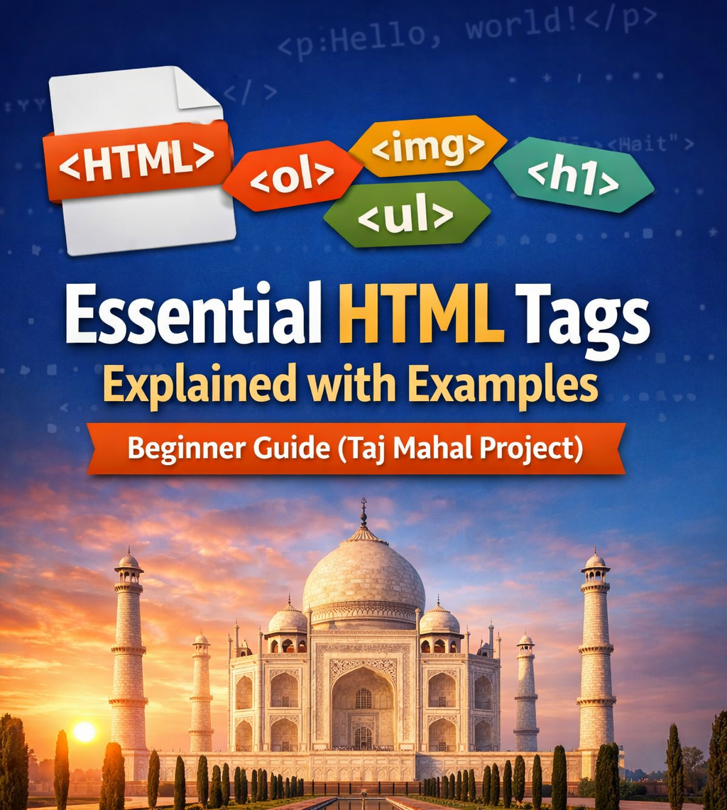 Essential HTML Tags Explained with Examples | Beginner Guide (Taj Mahal Project)