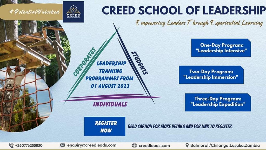 CreedLeads: Premier School of Leadership for Aspiring Leaders | Zambia