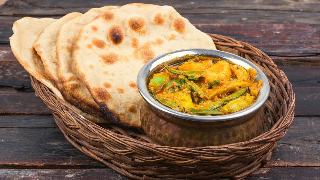 indian Vegetables with naan bread in hong kong