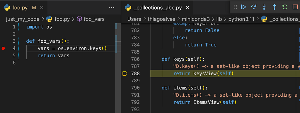 Debugging a third-party module in VS Code