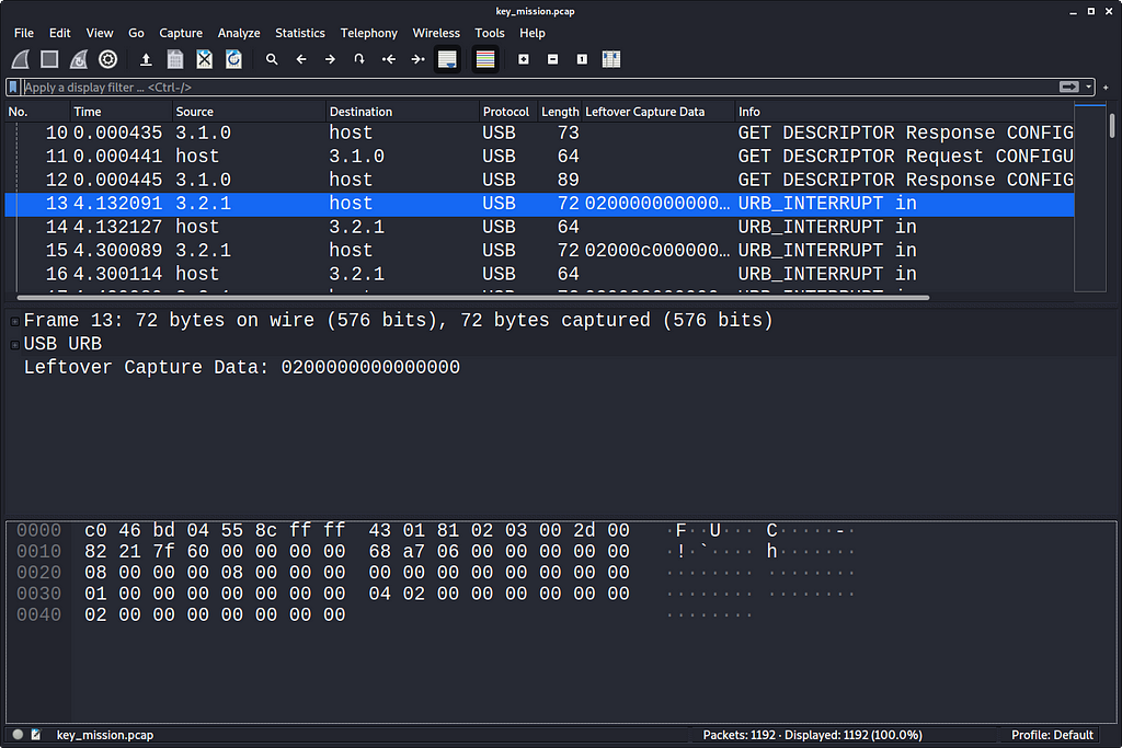 key_mission.pcap in WireShark