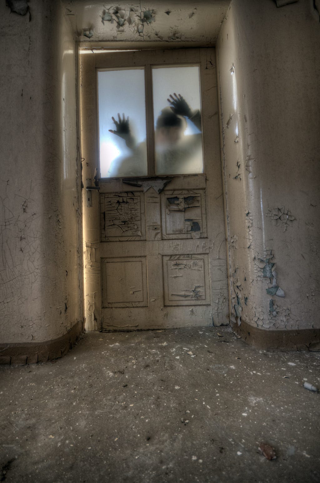 A photo that looks like zombies coming in through a door