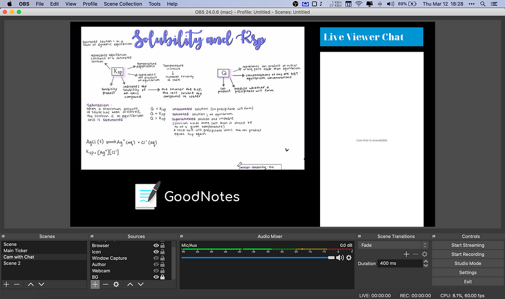 Live-streaming GoodNotes using OBS Studio