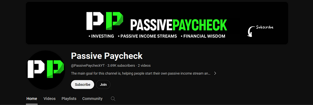Passive Paycheck YouTube Bio Screenshot